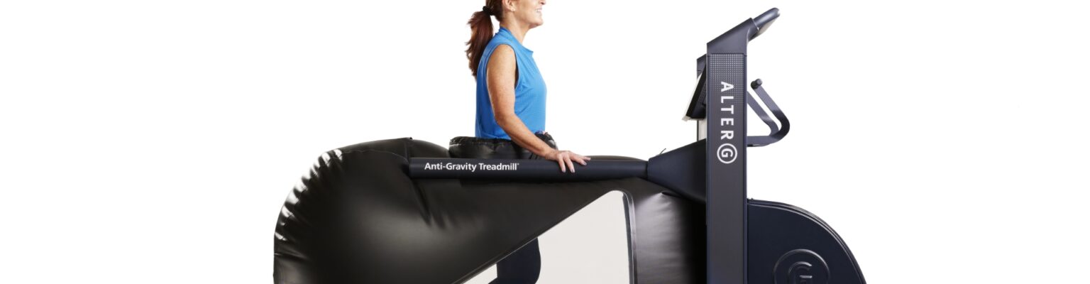 Patient walking on an AlterG anti-gravity treadmill