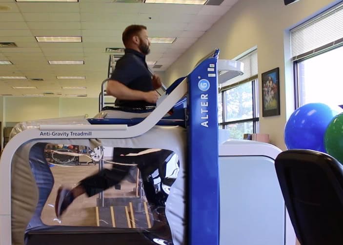 AlterG anti-gravity treadmill for ACL rehabilitation — allows early weight-bearing recovery
