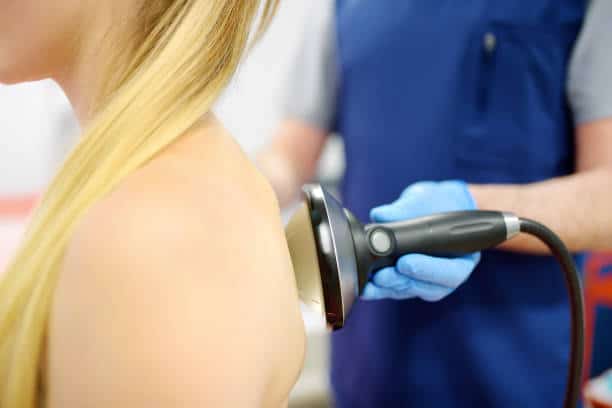 EPAT shockwave applied to a patient's shoulder